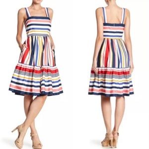 Vince Camuto White Striped Color Dress - Size 10